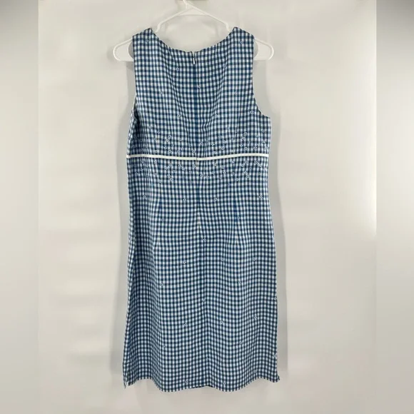 Talbots blue white sleeveless dress size 8 gingham - Picture 7 of 8